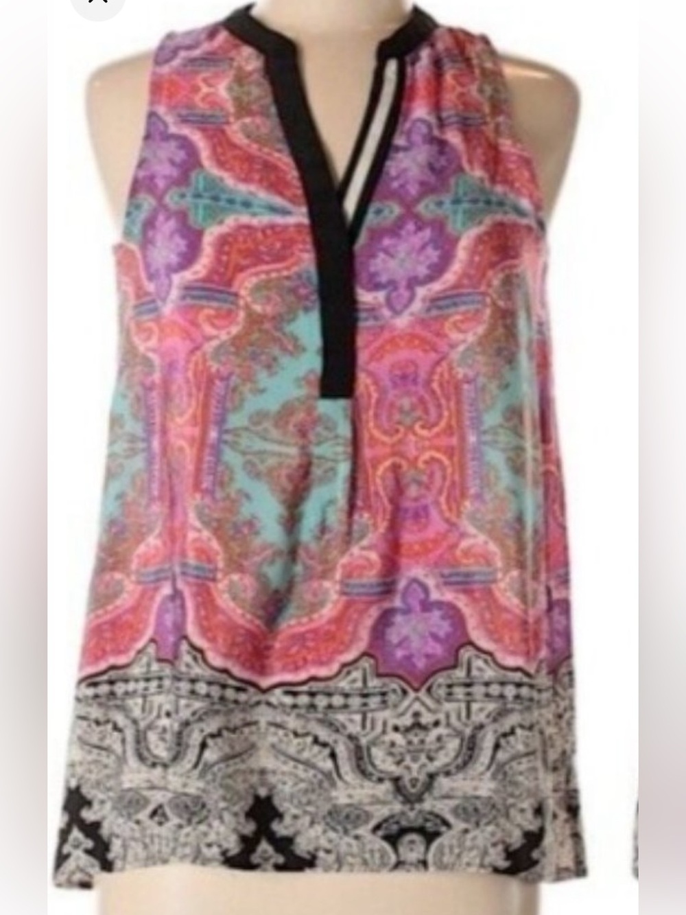 Anthropologie Vanessa Virginia Paisley Silk Sleeveless Top Small Summer Vacation